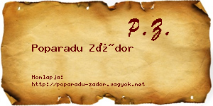 Poparadu Zádor névjegykártya